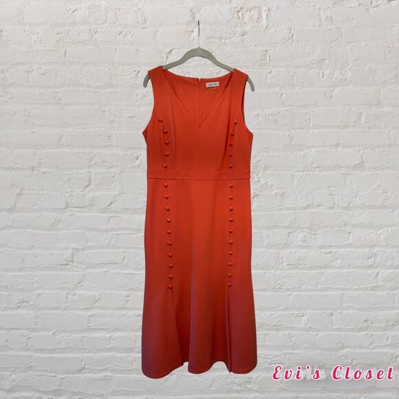 Calvin Klein Modern Essentials Porcelain Woman"s Midi Dress Coral Size 12 - Picture 2 of 12